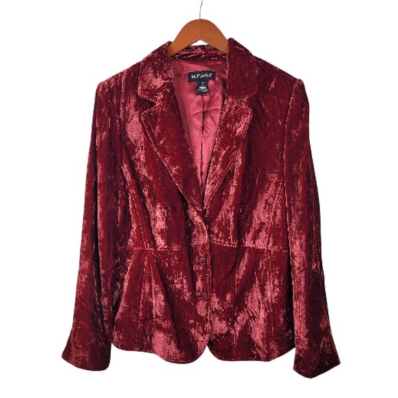 Lane Bryant Crushed Red Velvet Jacket Plus 18 Blazer Romantic Whimsigoth Goth - Picture 1 of 5
